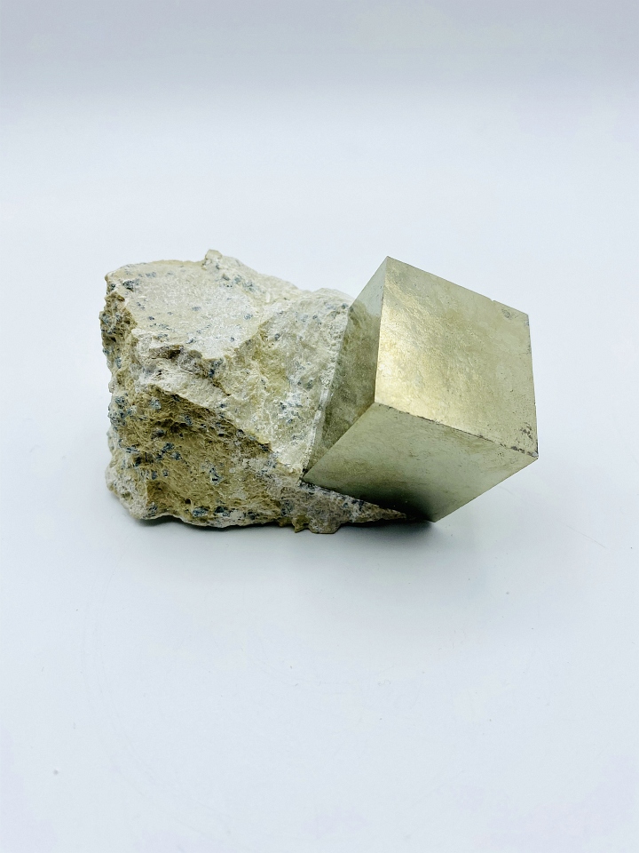 Beautiful Mineral Specimen Spain Victoria Mine Natural Pyrite Cube in Matrix