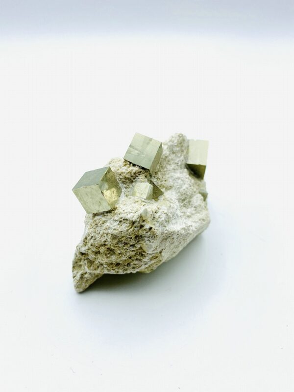 Small Pyrite on matrix with several cubes, Navajun, Spain