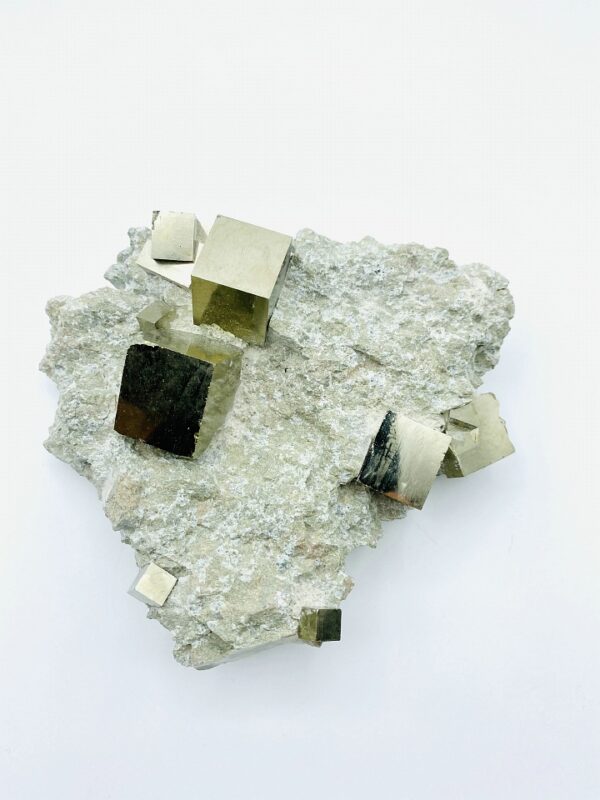 Pyrite on matrix with several cubes and cluster from Navajun, Spain
