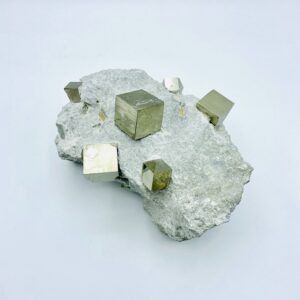 Nice decorative Pyrite on matrix with several cubes from Navajun, Spain