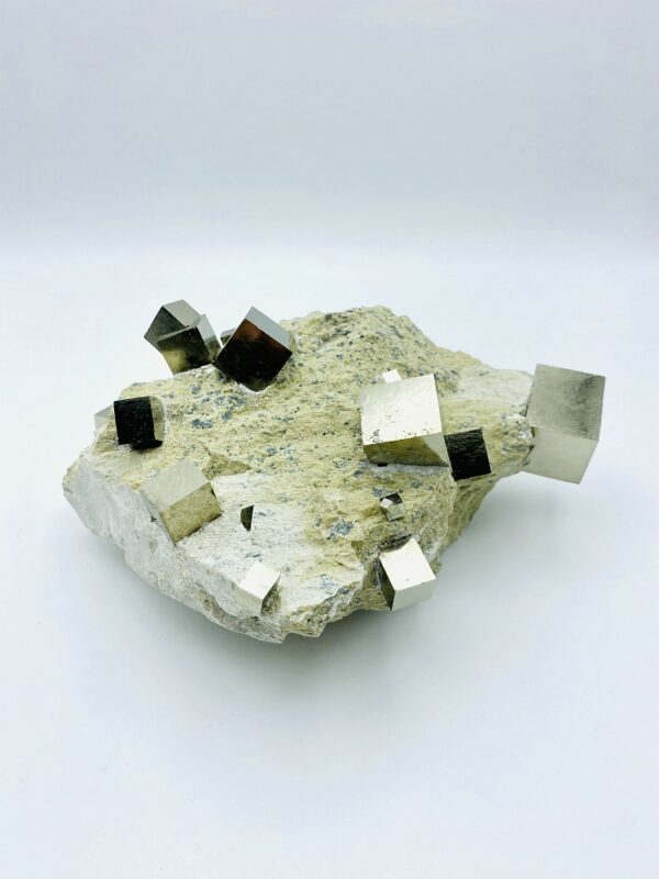 Exceptional Pyrite on matrix with several cubes, Navajun, Spain