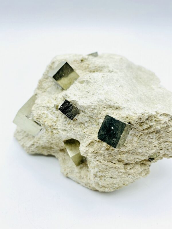 Pyrite on matrix with 11 cubes, Navajun, Spain