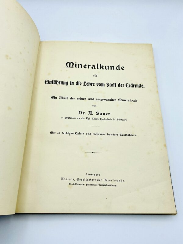 Unique test print of Sauer Dr. A. - Mineralkunde - 1907