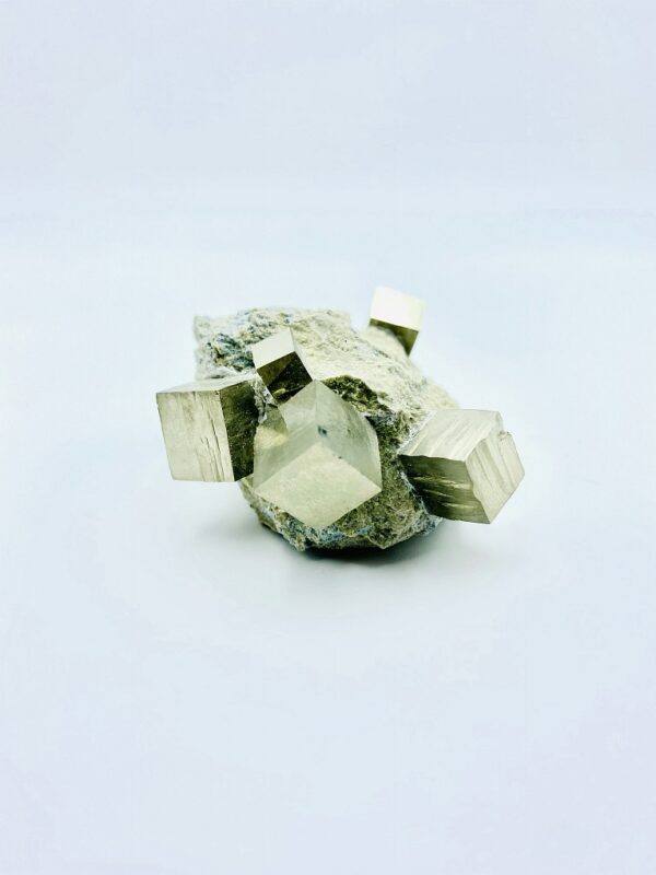 Fantastic Pyrite on matrix including 6 cubes, Navajun, Spain