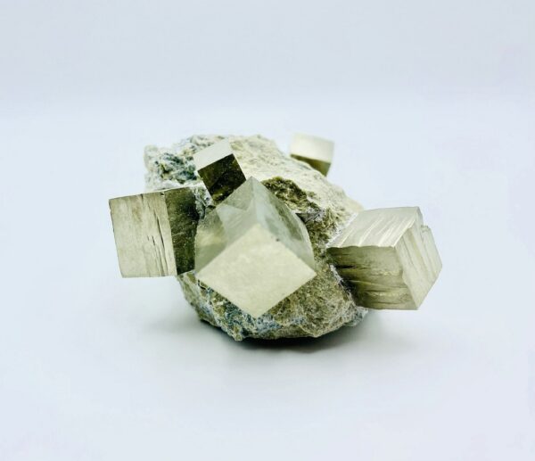 Fantastic Pyrite on matrix including 6 cubes, Navajun, Spain