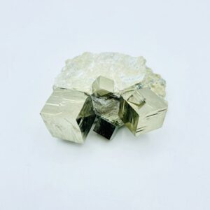 Nice small Pyrite matrix including 5 cubes, Navajun, Spain