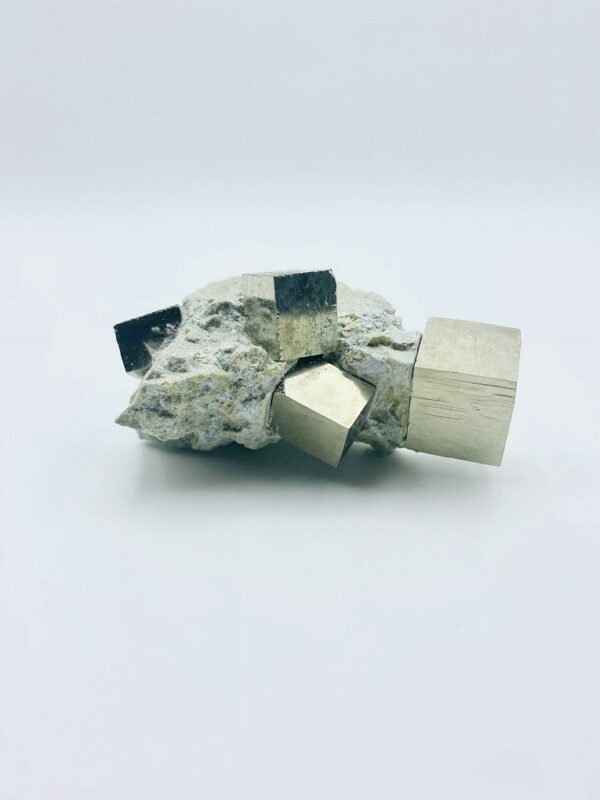 Pyrite on matrix including 4 cubes, Navajun, Spain