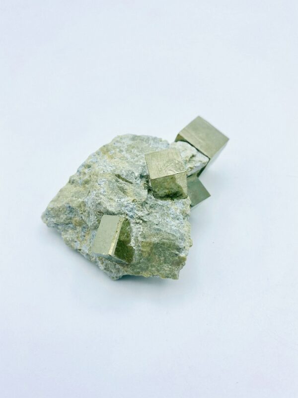 Pyrite on matrix including 4 cubes, Navajun, Spain