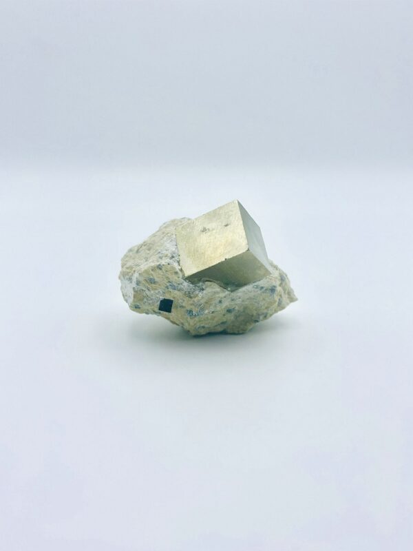 Small Pyrite matrix with single crystal, Navajun, Spain