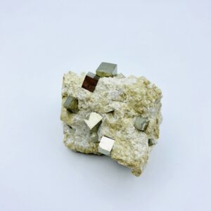 Matrix piece with 16 Pyrite crystals from Navajun, Spain