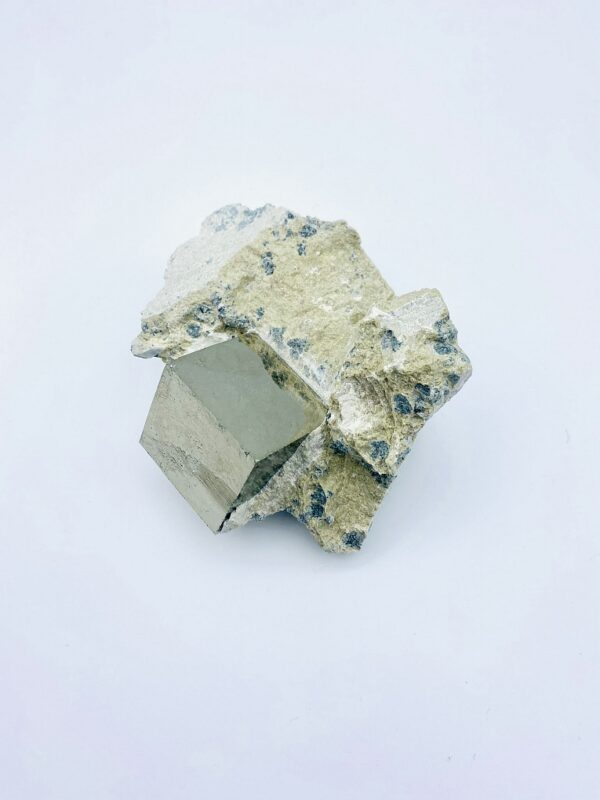 Large Pyrite cube crystal in matrix from Navajun, Spain