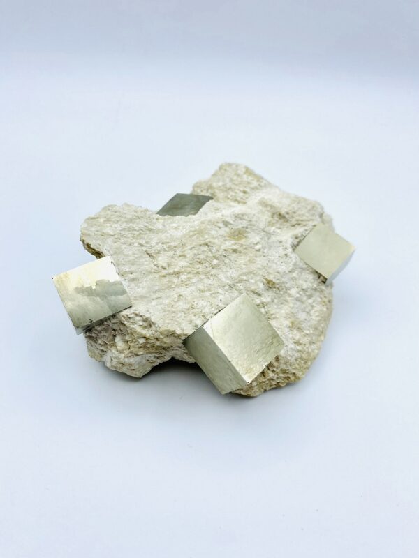 Nice sharp Pyrite crystals on matrix from Navajun, Spain